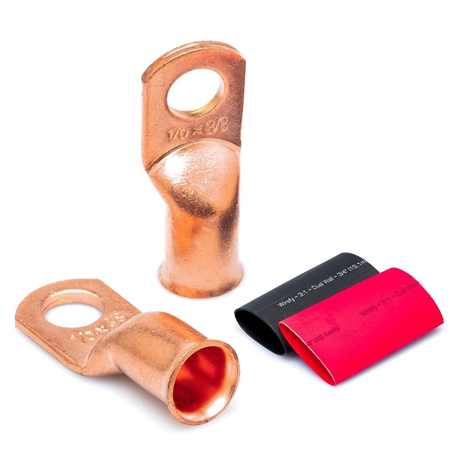 Heat Shrink Tubing 2/0 Gauge Copper Battery Cable Ends Terminal Lug