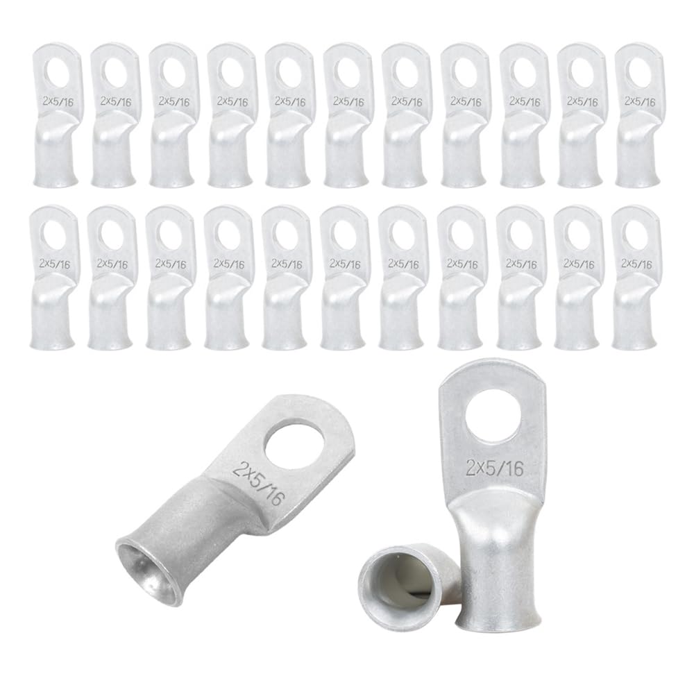 2 AWG 5/16'' Stud Tinned Copper Ring Terminals Battery Cable Ends Wire Lugs