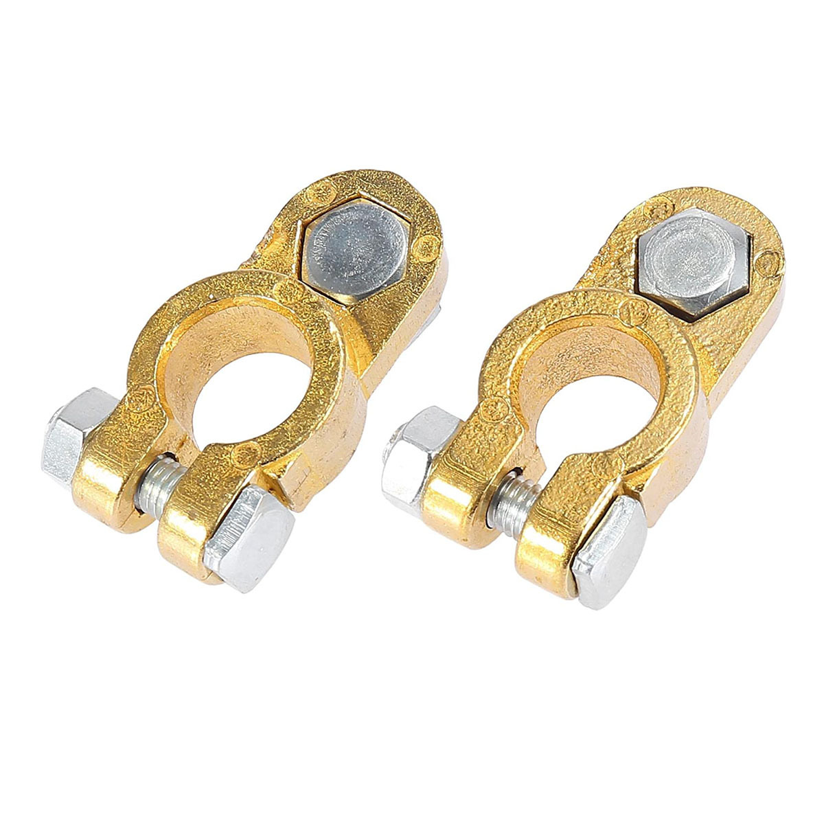 EL-BTL054 Brass 1 Pair Universal Battery Terminal Connectors Negative Positive Brass Battery Terminal for Cars, RV, Marine